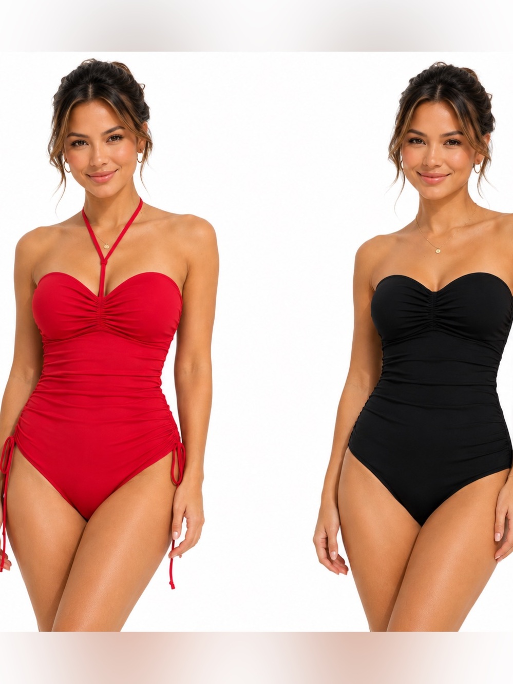 Women's Red and Black Swimsuit Set